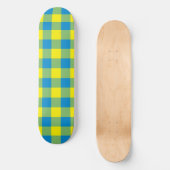 Blaugelb-grünes Kariertes Schachbrett Muster Skateboard (Vorderseite)