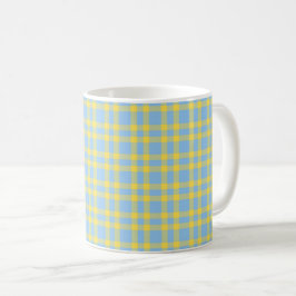 Blaugelb Karomuster Kaffeetasse