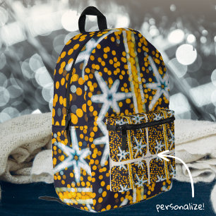 Blaugelb leuchtende Weihnachtssterne Bedruckter Rucksack