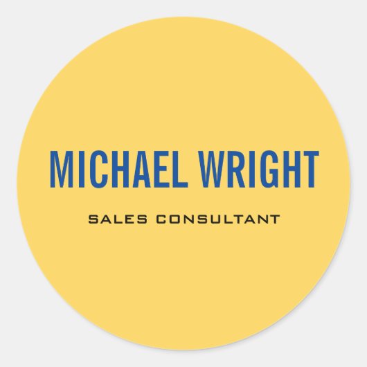 Blaugelb Moderner Schlichter einfacher Minimalisti Runder Aufkleber (Vorderseite)