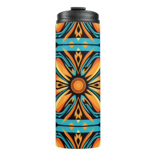 Blaugelb-orangefarbenes Mosaik Thermosbecher