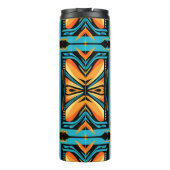 Blaugelb-orangefarbenes Mosaik Thermosbecher (Rückseite)