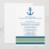 Blaugelbe Ankerhochzeit - Einladung (Vorne/Hinten)