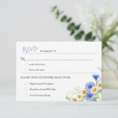 Blaugelbe Aquarellfarben-Wildblumen, die RSVPs hoc RSVP Karte (Stehend Vorderseite)