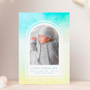 Blaugelbe Aquarellgeburt Foto Ankündigung