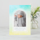 Blaugelbe Aquarellgeburt Foto Ankündigung (Stehend Vorderseite)