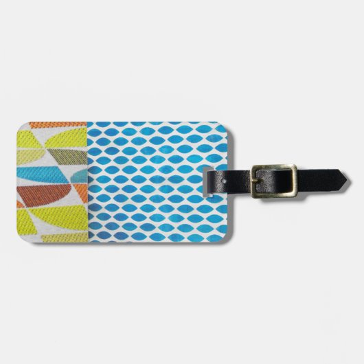 Blaugelbe Armbanduhren, Mini-Collage Gepäckanhänger (Vorderseite horizontal)