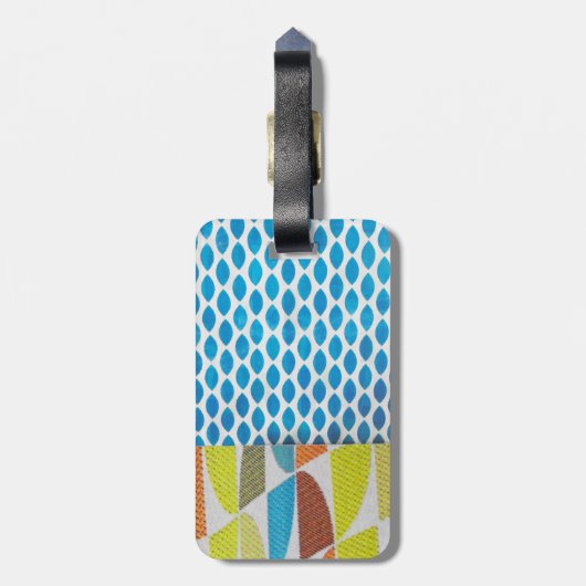 Blaugelbe Armbanduhren, Mini-Collage Gepäckanhänger (Rückseite vertikal)