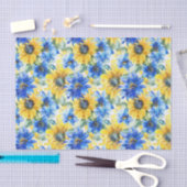 Blaugelbe Blumen Geburtstag Seidenpapier (Handwerk)