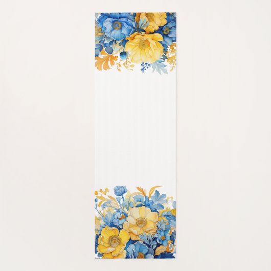 Blaugelbe botanische Wasserfarbe Yogamatte (Rückseite)
