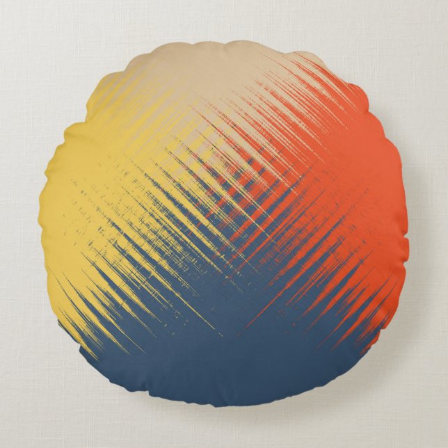 Blaugelbe Creme Rundes Kissen (Vorderseite)