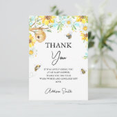 Blaugelbe florale Mommy zu Baby-Dusche Dankeskarte (Stehend Vorderseite)