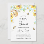 Blaugelbe florale Mommy zu Baby-Dusche Einladung (Vorderseite)