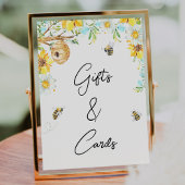 Blaugelbe florale Mommy zu Baby Dusche Zeichen Fotodruck