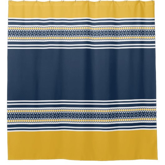 Blaugelbe Gemusterte Streifen  Duschvorhang (Vorderseite)