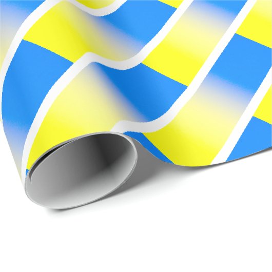 Blaugelbe geometrische Ukraine Inspiration Geschenkpapier (Rolleneckpunkt)