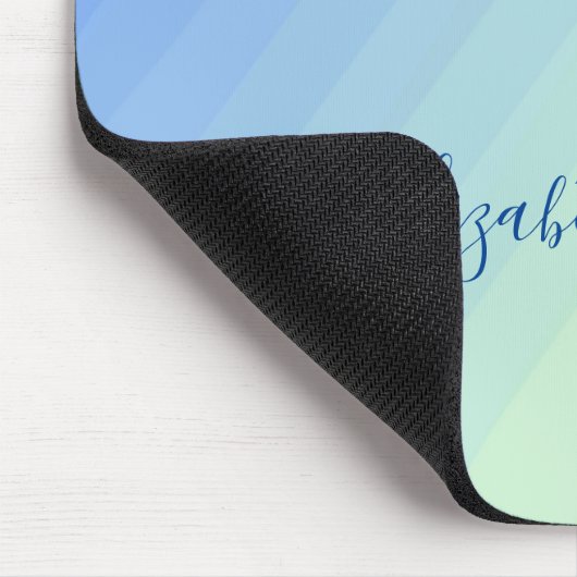 Blaugelbe Gradient-Girl-Script-Monogramm Mousepad (Ecke)