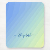 Blaugelbe Gradient-Girl-Script-Monogramm Mousepad (Vorne)