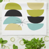 Blaugelbe grüne Schwarze Geometrie Geschirrtuch (Gefaltet)