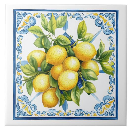 Blaugelbe Lemonen Fliese (Vorderseite)
