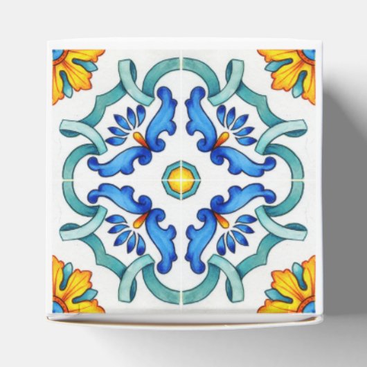 Blaugelbe Majolikaflilien - Mittelmeer-Brauch Geschenkschachtel (Oben)