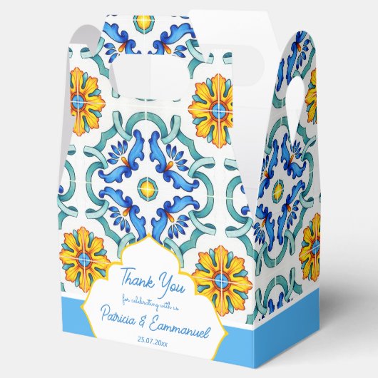 Blaugelbe Majolikaflilien - Mittelmeer-Brauch Geschenkschachtel (Geöffnet)