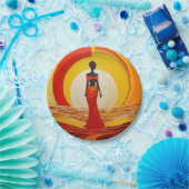 Blaugelbe Orangenmalerei Pappteller (Party)