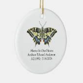 Blaugelbe Schmetterlingsmassensake Keramik Ornament (Rechts)