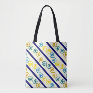 Blaugelbe Spiralen Tasche