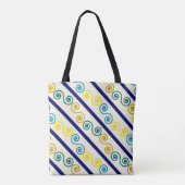 Blaugelbe Spiralen Tasche (Rückseite)
