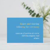 Blaugelbe Typografie-Empfang Einladung (Stehend Vorderseite)