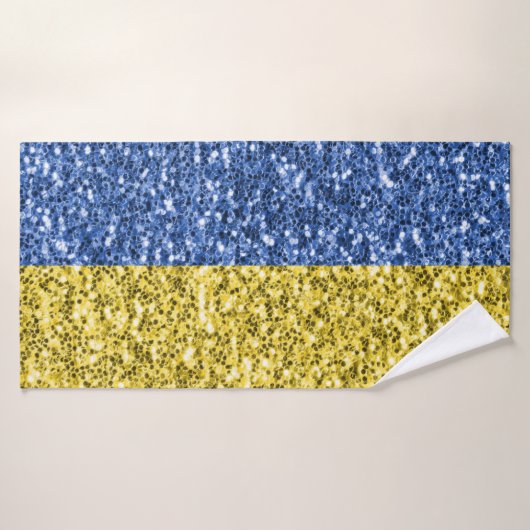 Blaugelbe ukrainische Flagge Glitzer Imitate Glitz Badehandtuch (Badehandtuch)
