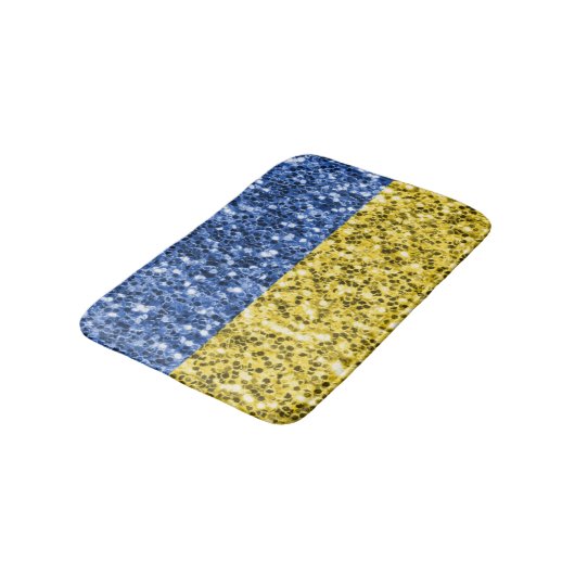 Blaugelbe ukrainische Flagge Glitzer Imitate Glitz Badematte (Schrägansicht)