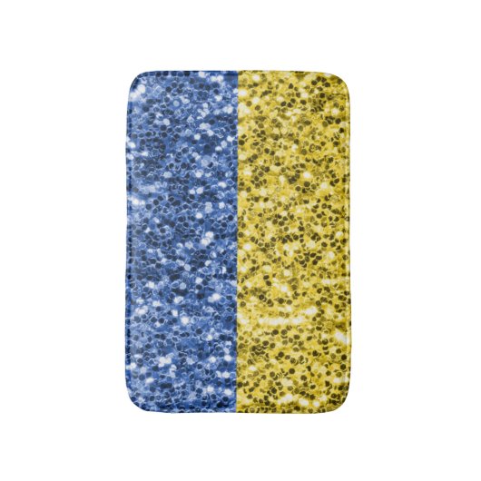 Blaugelbe ukrainische Flagge Glitzer Imitate Glitz Badematte (Vorderseite Vertikal)