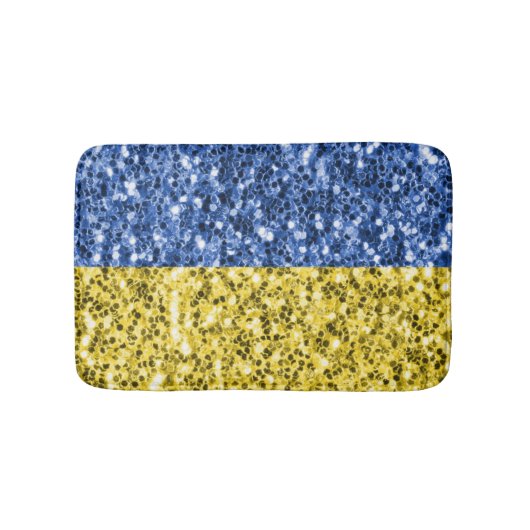 Blaugelbe ukrainische Flagge Glitzer Imitate Glitz Badematte (Vorderseite)