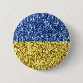 Blaugelbe ukrainische Flagge Glitzer Imitate Glitz Button (Vorderseite)