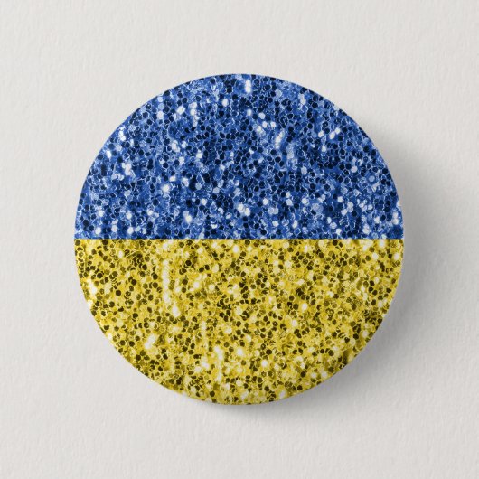 Blaugelbe ukrainische Flagge Glitzer Imitate Glitz Button (Vorderseite)
