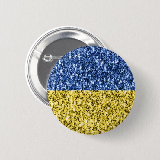 Blaugelbe ukrainische Flagge Glitzer Imitate Glitz Button (Vorne & Hinten)