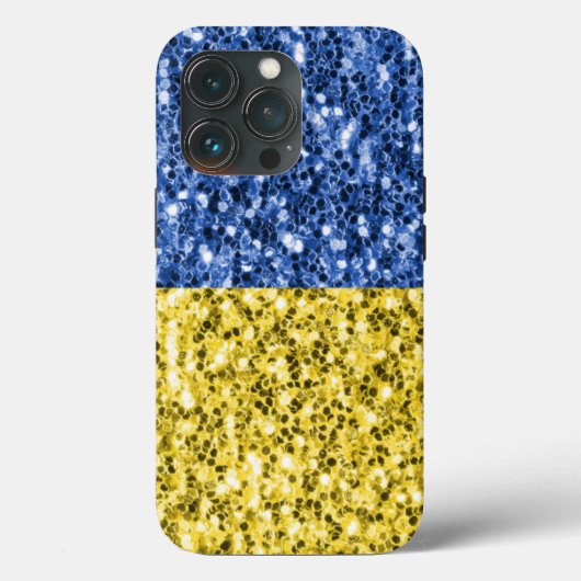 Blaugelbe ukrainische Flagge Glitzer Imitate Glitz Case-Mate iPhone Hülle (Rückseite)