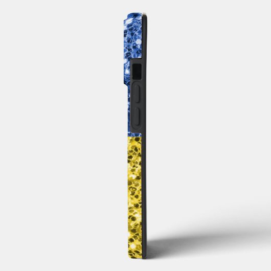 Blaugelbe ukrainische Flagge Glitzer Imitate Glitz Case-Mate iPhone Hülle (Rückseite / Links)