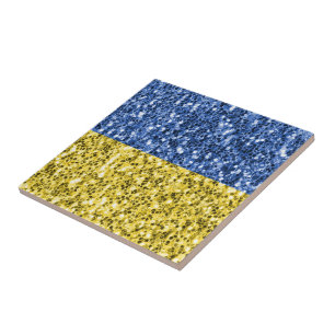 Blaugelbe ukrainische Flagge Glitzer Imitate Glitz Fliese