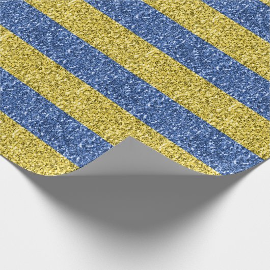 Blaugelbe ukrainische Flagge Glitzer Imitate Glitz Geschenkpapier (Ecke)