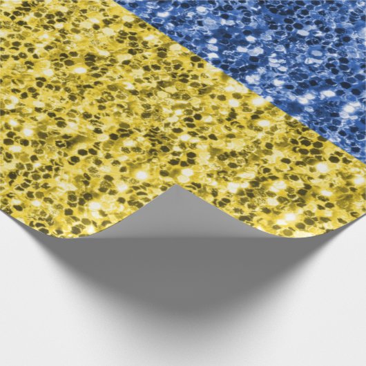 Blaugelbe ukrainische Flagge Glitzer Imitate Glitz Geschenkpapier (Ecke)