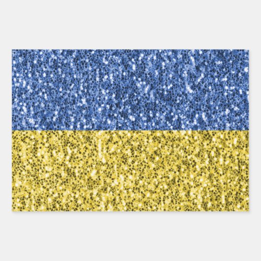 Blaugelbe ukrainische Flagge Glitzer Imitate Glitz Geschenkpapier Set (Vorderseite 2)