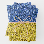 Blaugelbe ukrainische Flagge Glitzer Imitate Glitz Geschenkpapier Set (Beispiel)
