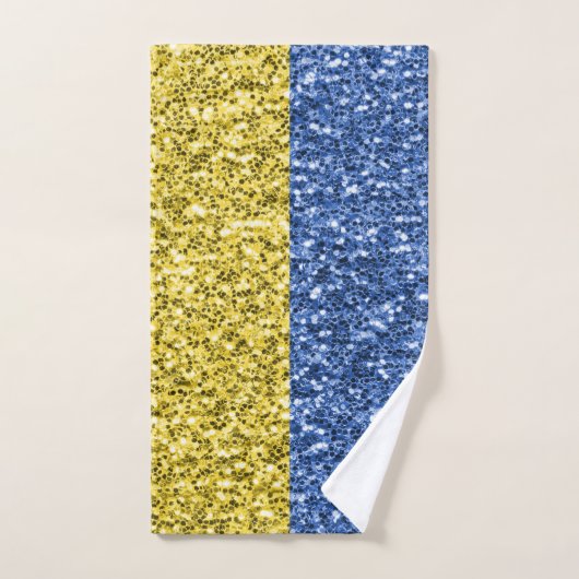 Blaugelbe ukrainische Flagge Glitzer Imitate Glitz Handtuch (Handtuch)