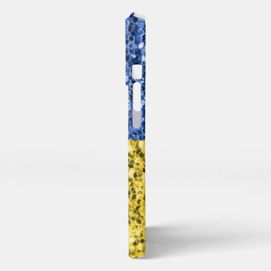 Blaugelbe ukrainische Flagge Glitzer Imitate Glitz iPhone Hülle (Linke Seite)