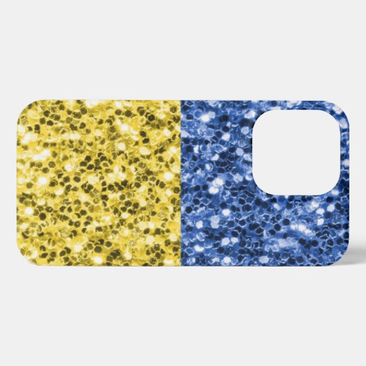 Blaugelbe ukrainische Flagge Glitzer Imitate Glitz iPhone Hülle (Rückseite (Horizontal))