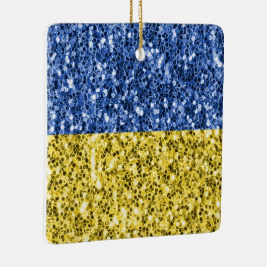 Blaugelbe ukrainische Flagge Glitzer Imitate Glitz Keramikornament (Rechts)