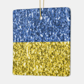 Blaugelbe ukrainische Flagge Glitzer Imitate Glitz Keramikornament (Links)
